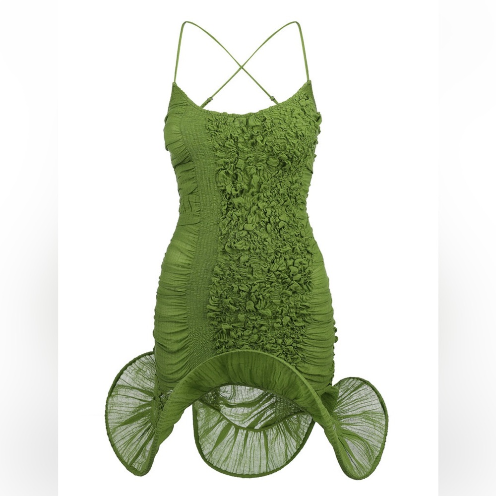 TG Botanical Ruth Ruched Mini Dress Green - Picture 5 of 13